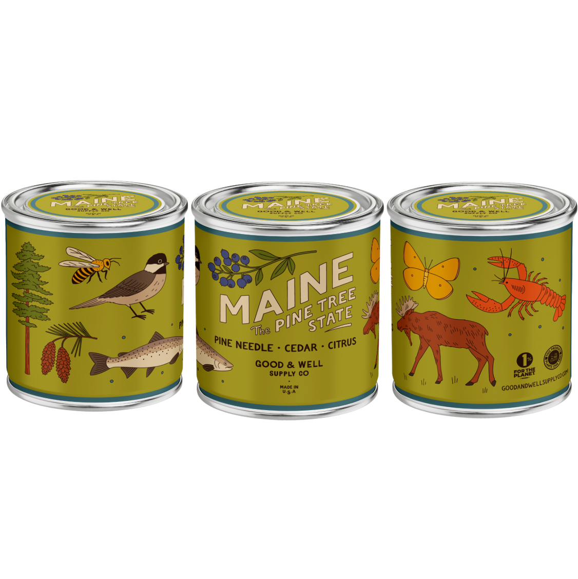 Maine State Soy Candle : 1/2 Pint / Cotton Wick