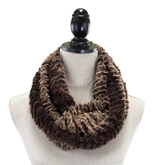 Brown Vegan Mink Faux Fur Infinity Scarf