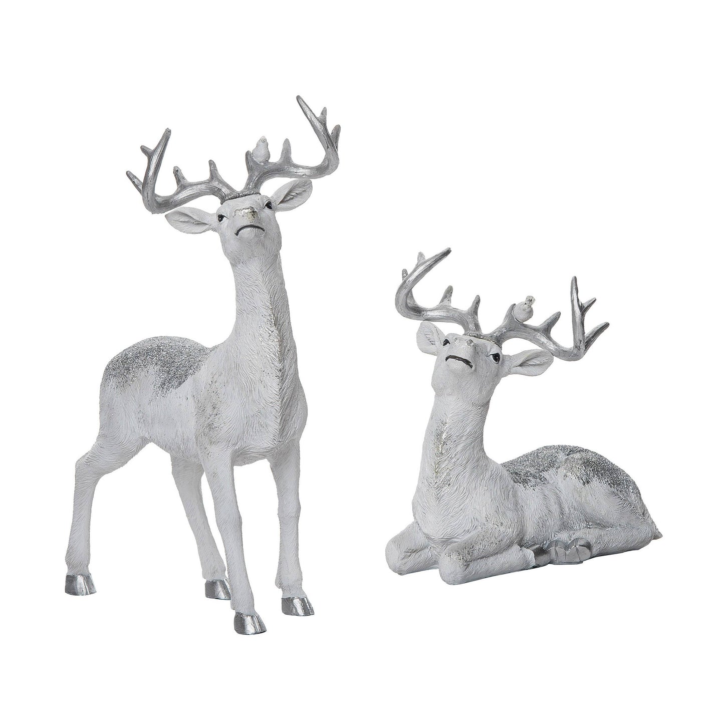 CLOSEOUT Res Silver Glitz Reindeer Decor S/2 Christmas Décor
