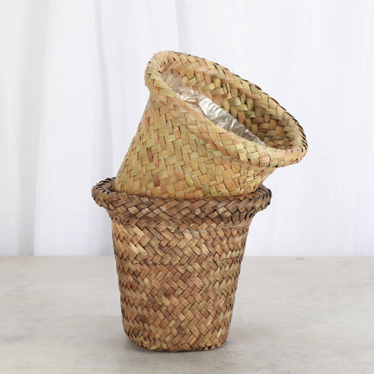 4" Woven Decorative Pot Cover for Plants: Light